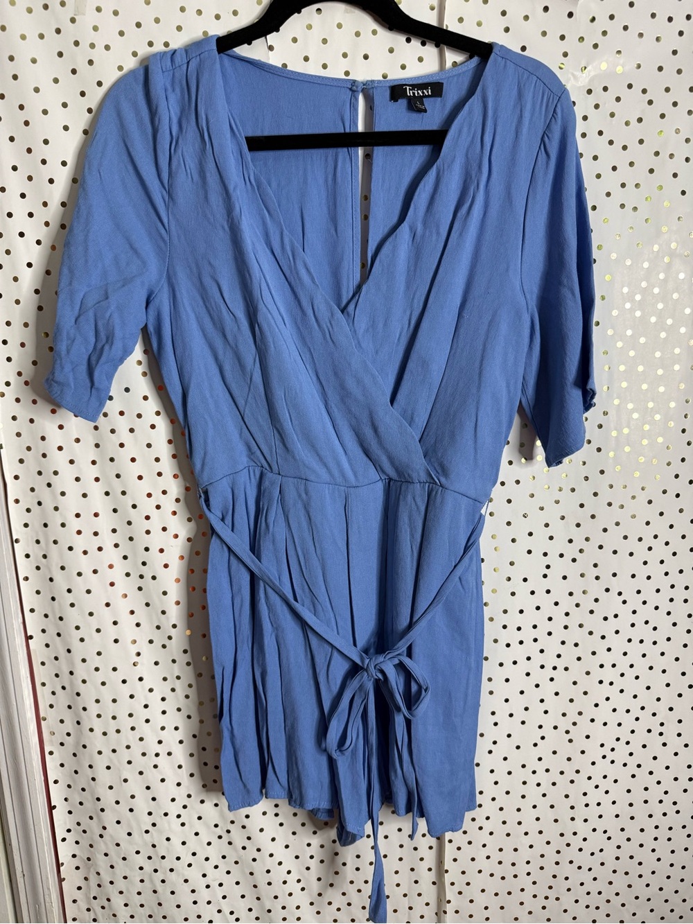 Trixxi Periwinkle Wrap-Front  with Tie Waist Romper